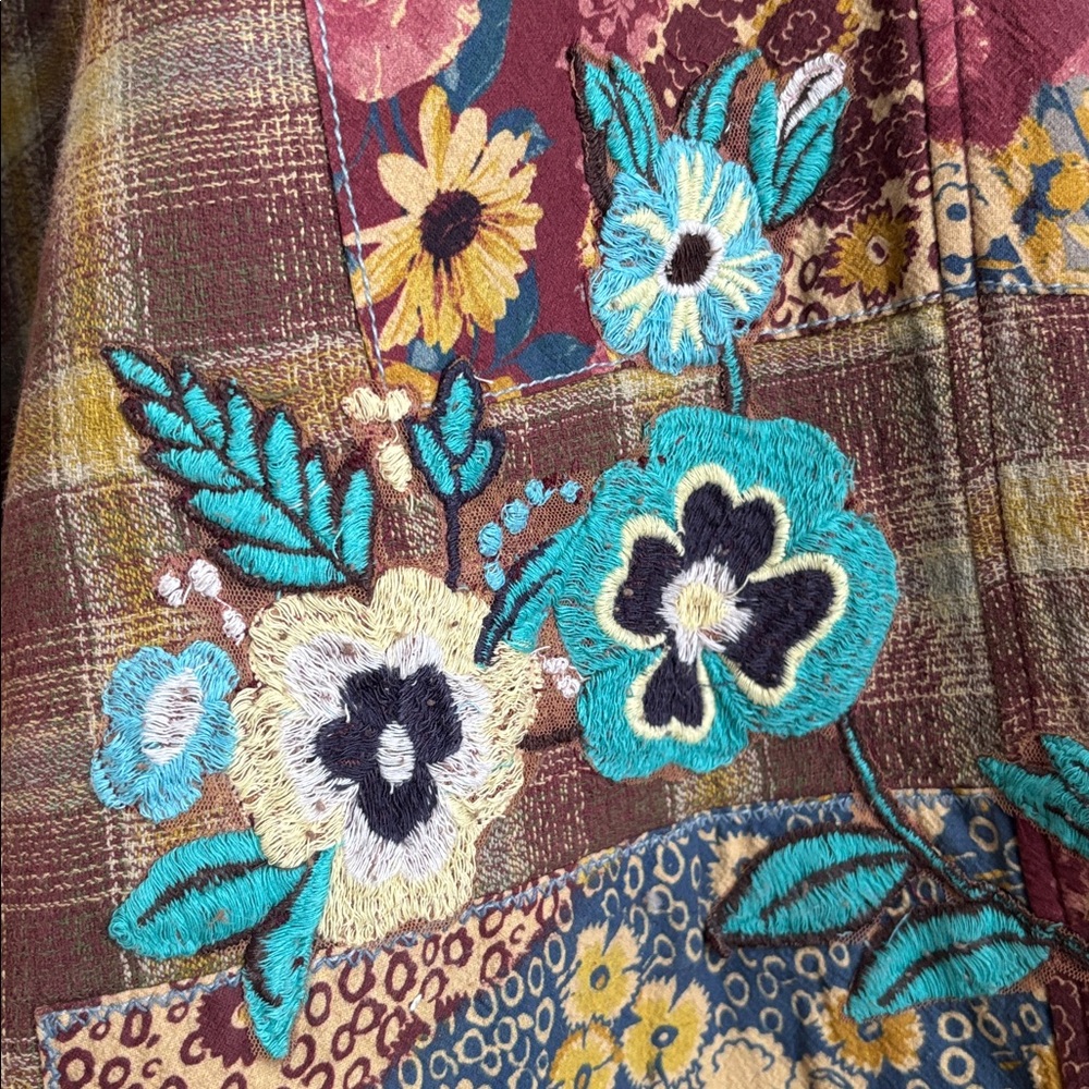 NWT Free People Brooks Embroidered Wide Leg Patchwork Pants, S - Picture 10 of 16